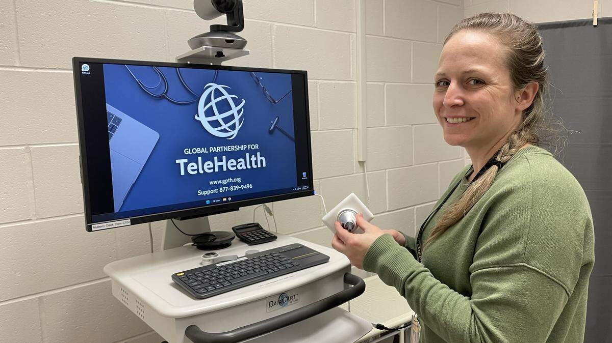 Nurses in the Harris County School District, including Harris County High School’s Whitney Batchelor showing an otoscope, are preparing to implement the HCSD’s telehealth medical program , which starts Jan. 31. The school nurses will have a telemedicine cart with equipment to examine a patient’s heart, lungs, eyes, ears, nose, throat – and a Mercer Medicine doctor or nurse practitioner remotely can evaluate that information in real time and provide a diagnosis.