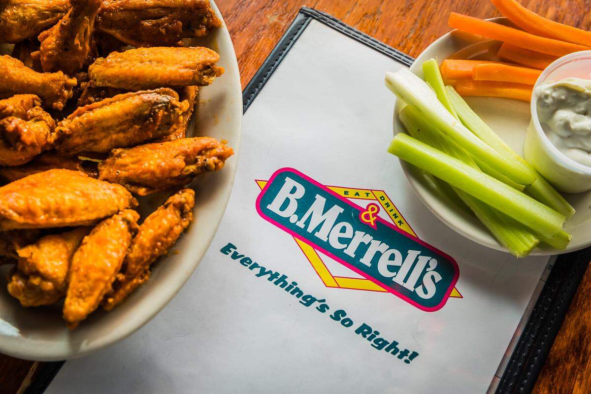 Chicken Wings are a popular item on B. Merrell’s menu.