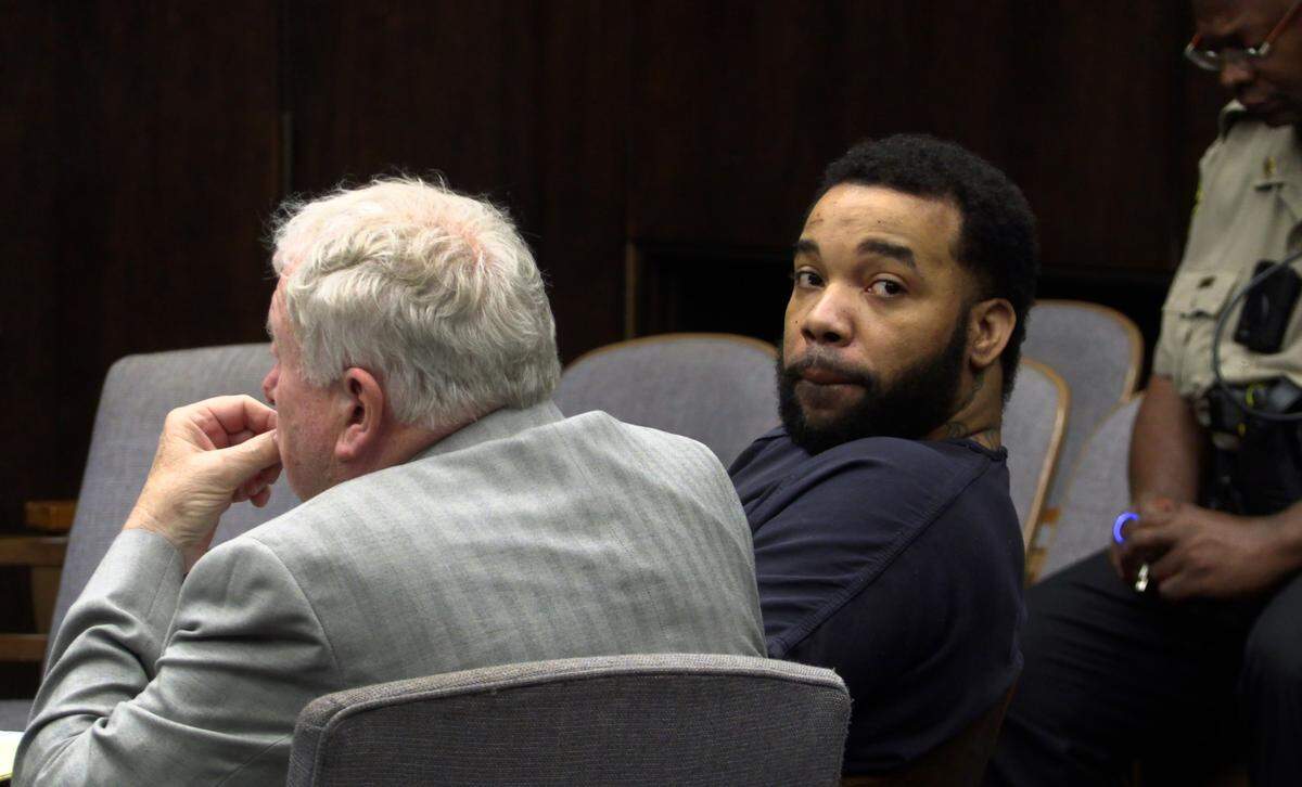 Jeffery “Red” Flakes Jr., right, and his defense attorney Michael Garner, listen to proceedings Tuesday afternoon during a sentence hearing for Flakes and Curtis “Baby C” Williams III. 11/08/2022