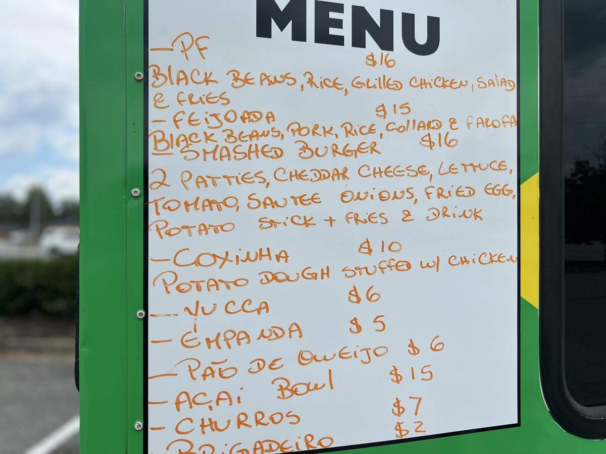 The menu at Tobelem’s Table, a Brazilian Food Truck owned by Mariana Tobelem, is pictured Aug. 28, 2025.