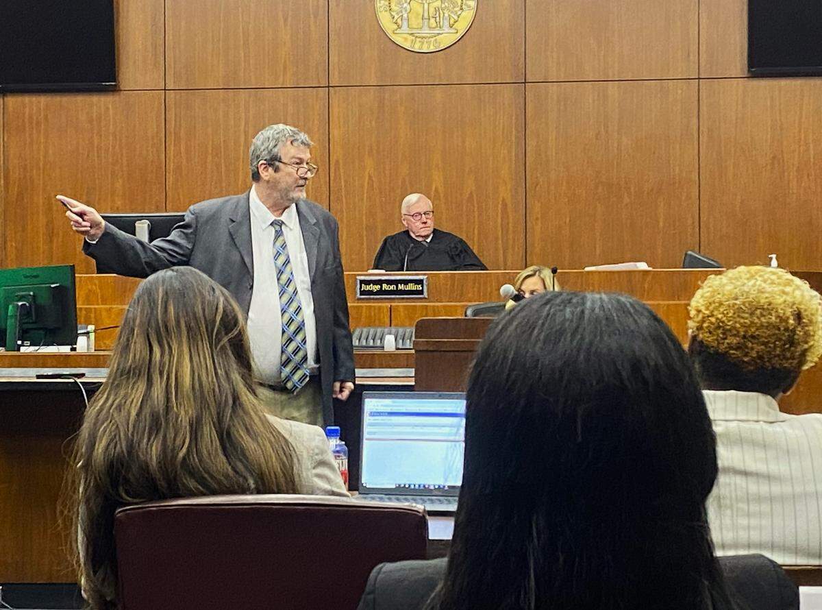 Attorney Adam Deaver, representing Davion Dupas, makes a point during the “Insane Crips” trial in the fatal Columbus shooting of Marcel Samedi.