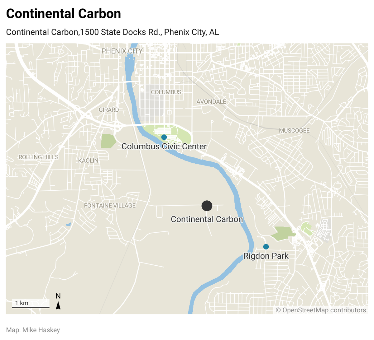 Continental Carbon is in Phenix City, Alabama.