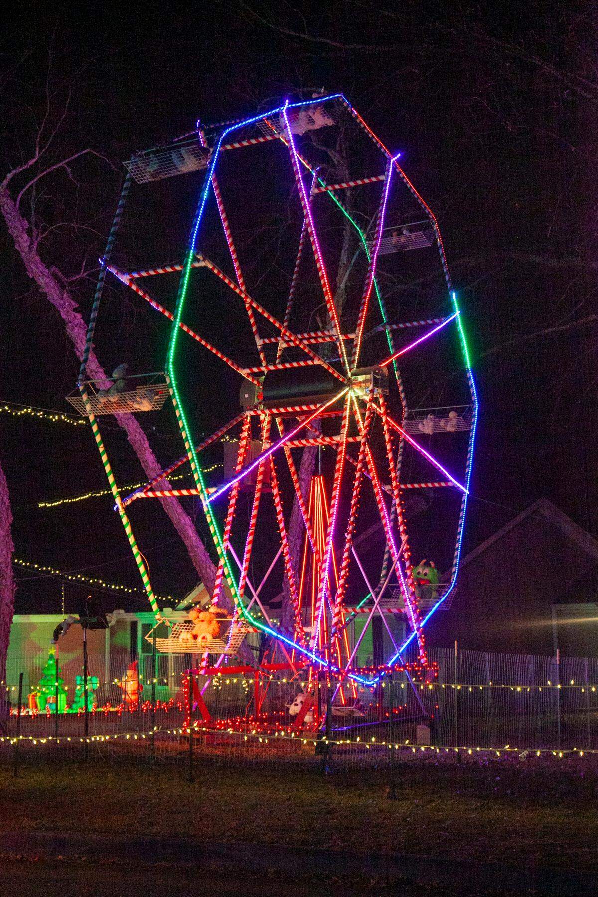Last year, a storm destroyed the 30-foot-tall Ferris wheel at Ludy’s Christmas Lights Spectacular in Columbus. But this year, Jerry Ludy rebuilt it, so it will be back in operation, with eight seats for stuffed animals to ride.