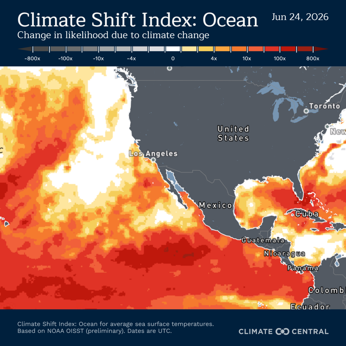 The warming ocean is made two to 50 times more likely by human-caused climate change which has implications for Georgia’s heat and hurricanes or extreme rain events.