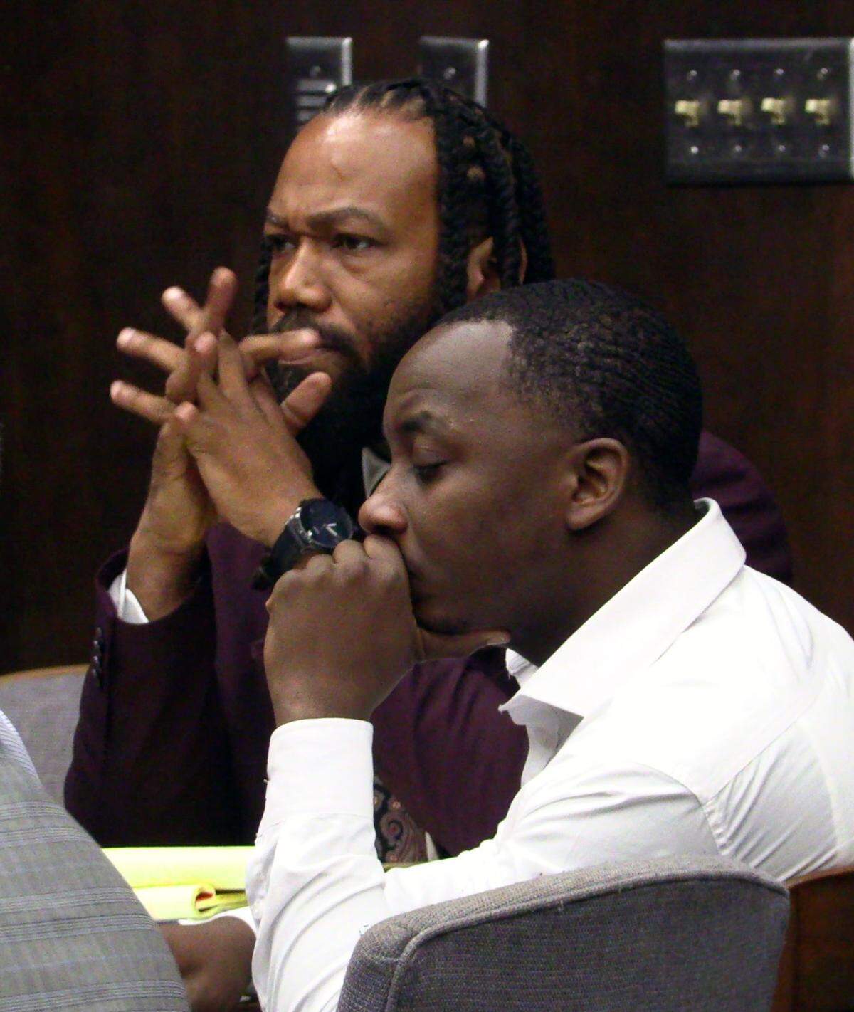 Homer Upshaw, 28, right, is represented by attorney William Kendrick. 11/13/2023