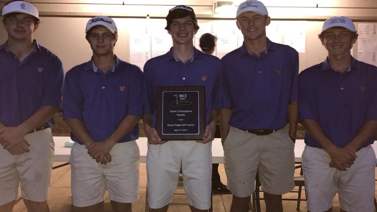Columbus golfers Ben Womack, Jonathan Parker, Daniel Davis, Nolan Miller and Ben Carr pose together after winning the Muscogee County Invitational on April 17, 2017.