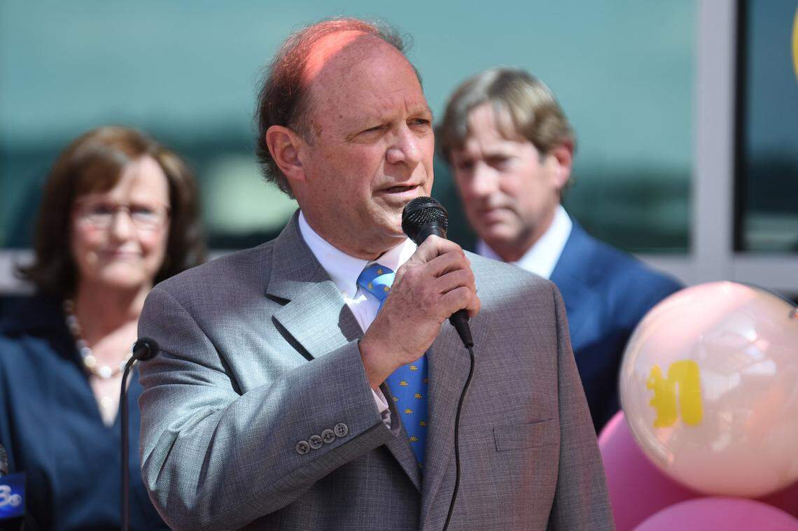 Cecil Cheves, who along with his wife, Bettye, made the lead gift that helped raise $22.6 million for the $28 million project that produced the Bill and Olivia Amos Children’s Hospital in Columbus, speaks during the ribbon-cutting ceremony Oct. 9, 2024.