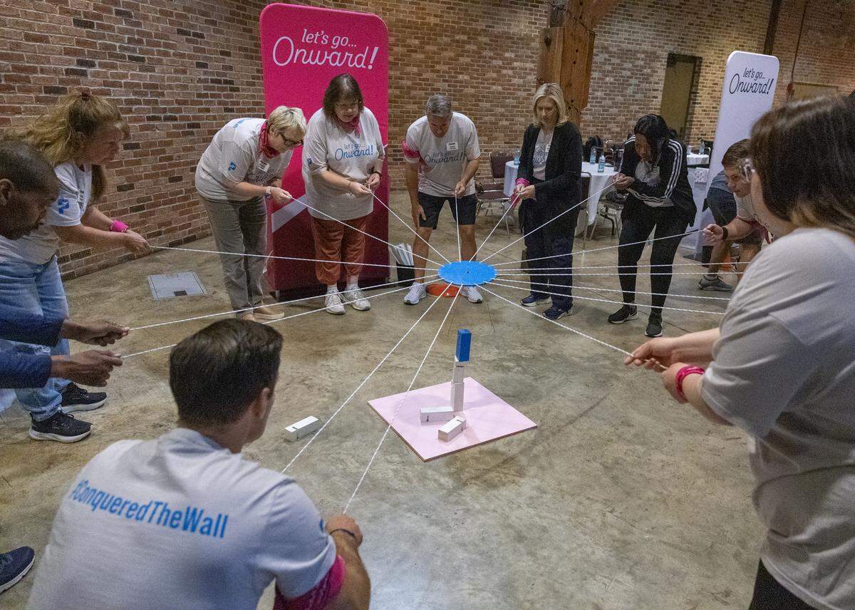 The Pinnacle Financial Partners onboarding program includes culture training and team-building exercises, like this one May 15, 2026, at the Columbus Convention & Trade Center.