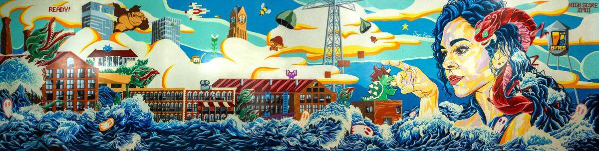 Jori Kent painted this new mural inside Bytes and Brews in downtown Columbus, Georgia.