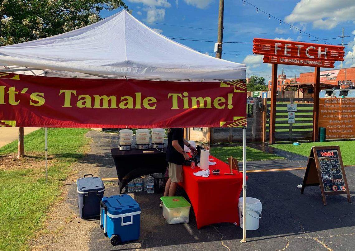 It’s Tamale Time has also set up outside Fetch dog park.