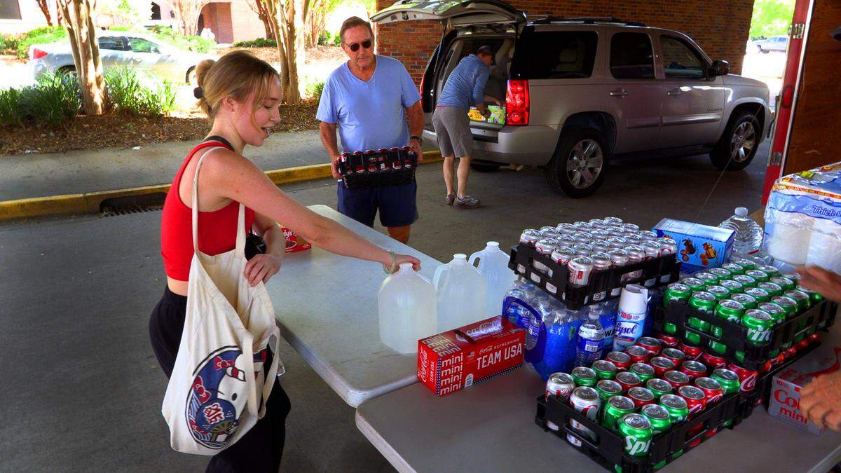Columbus residents drop off supplies Tuesday afternoon at the Columbus, Georgia Convention & Trade Center for delivery to residents in Asheville, North Carolina impacted by Hurricane Helene. 10/01/2024