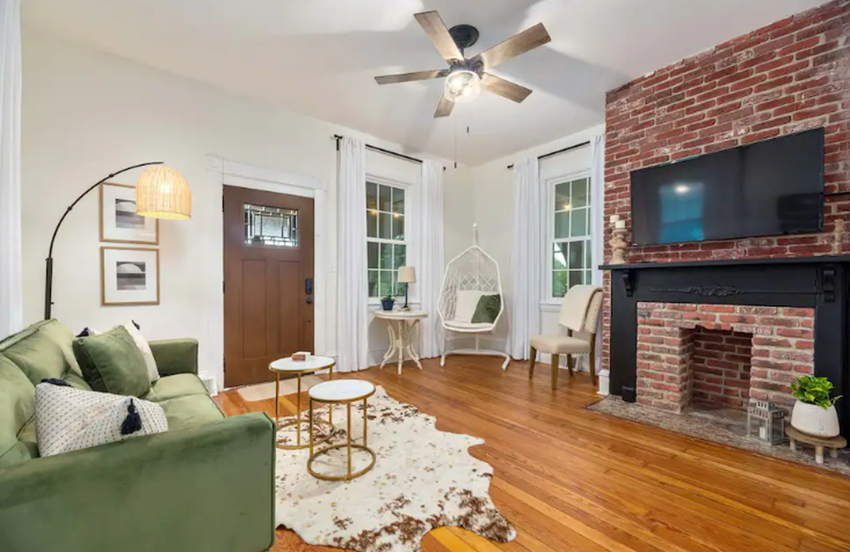 Picture perfect living area in a renovated historic home