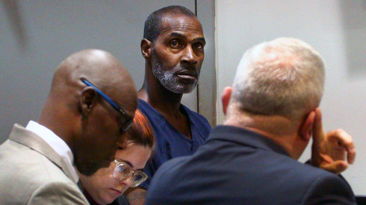 Michael Edward Simmons, center, facing camera, appears in Columbus Recorder’s Court Tuesday afternoon. 11/22/2022