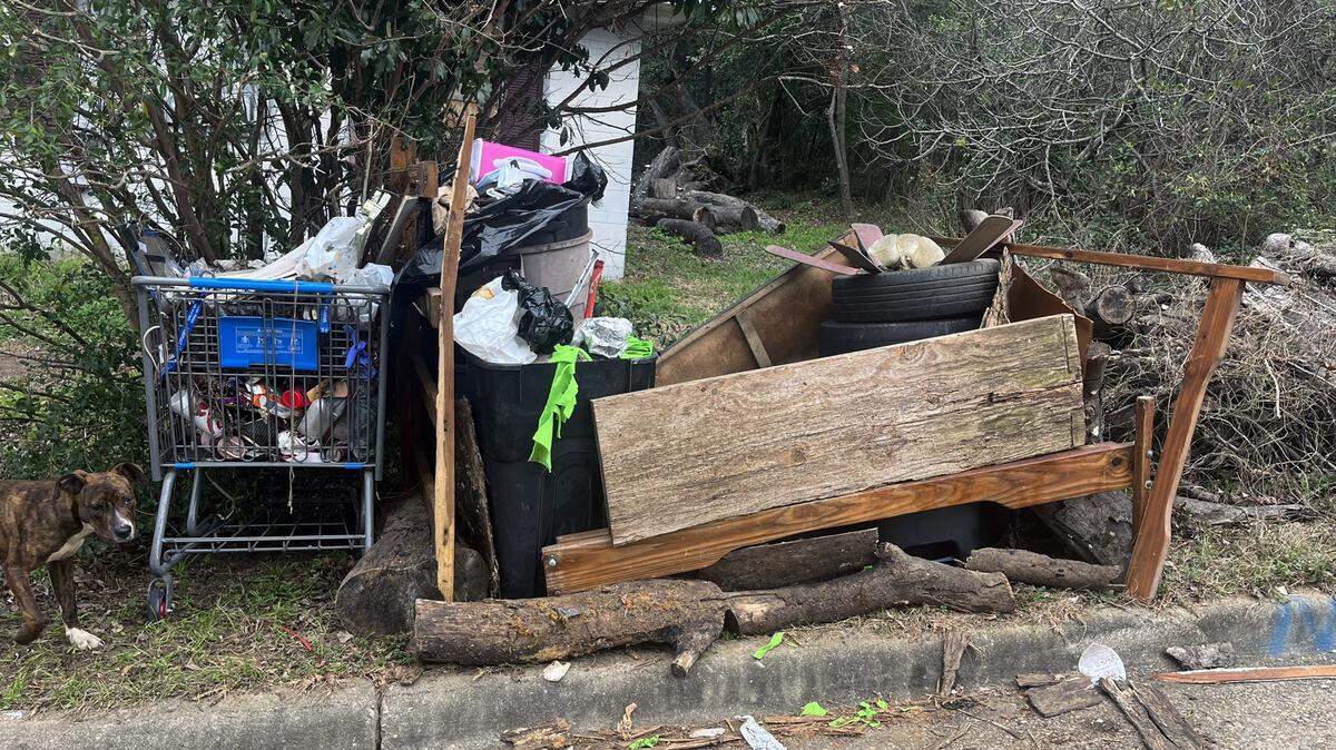 An assortment of trash near The Banks at MIill Village at the end of 21st Street near the river