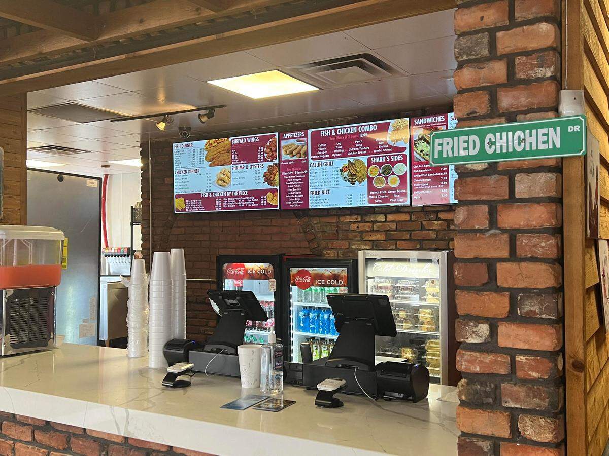 Sharky’s Fish and Chicken on Manchester Expressway opened in March replacing the former Peppone’s Risorante Pizzeria.