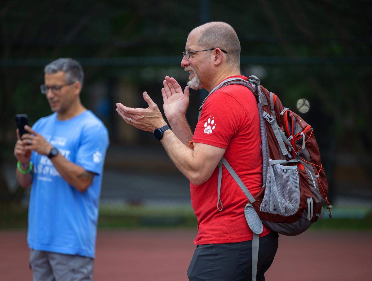 Brent Myhand of Roswell, Georgia, pictured May 24, 2026, said he has come to Camp Abilities at Columbus State University with his son Mason for about nine years. He said Camp Abilities gives his son a chance to excel and experience opportunities he wouldn’t get at other camps.