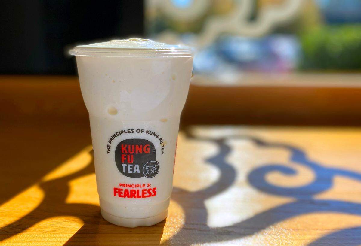 Pina Colada is one of the flavors of the slush drinks at Kung Fu Tea.