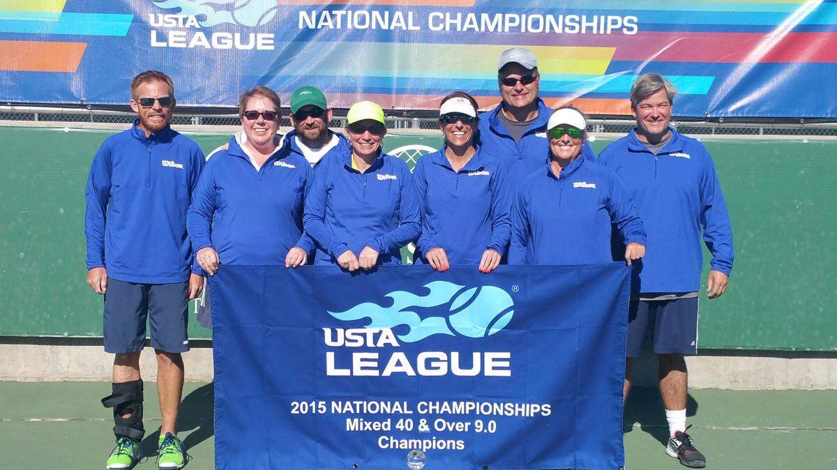 The Mixed 40 & Over 9.0 champions are, from left, John Crenshaw, Ann Newman, Eli Rowell, Lori Duggan, Denise Newton, Steve Thiel, Alison Cripe, Rick Stoller. Not Pictured: Christy Bates (captain).