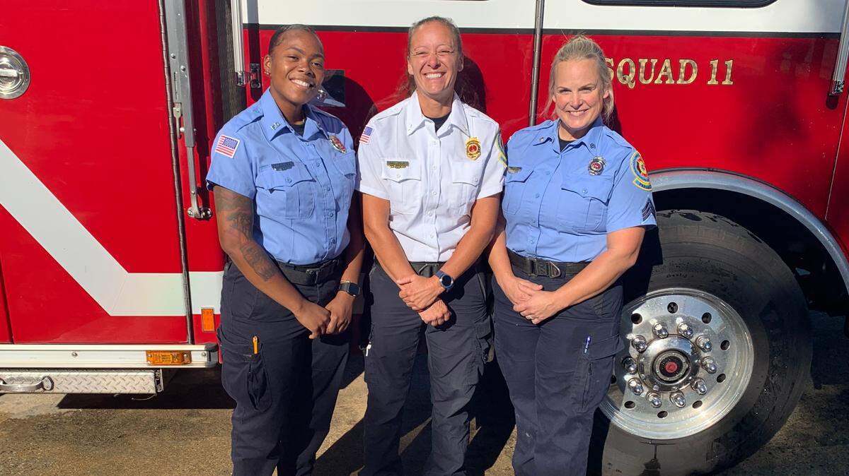 Pictured are firefighter and EMT Ashley Threatt (left), Lt. Anne Land (center), and Sgt. Jennifer Smith (right). They along with fire medic Jenny Baldwin (not pictured) were apart of the first all female fire crew in the department’s history.