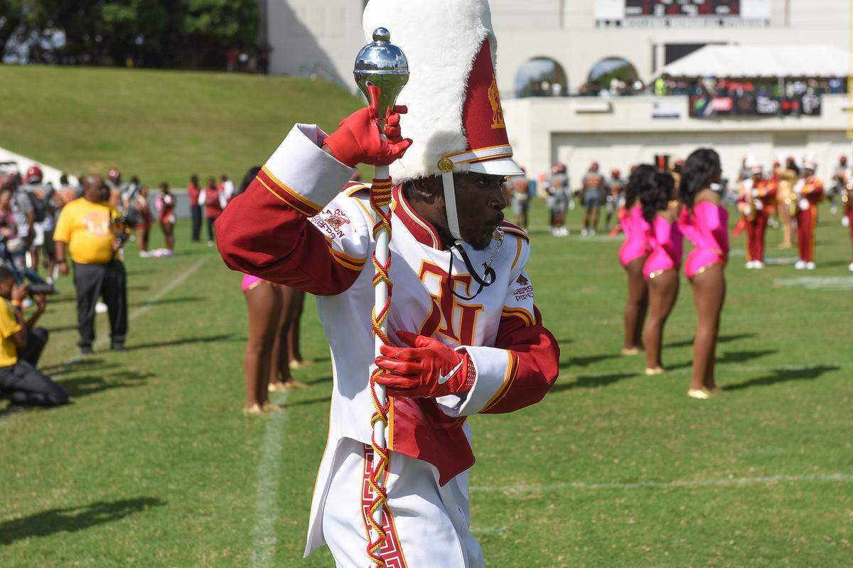 Tuskegee University’s band performs at the Tuskegee Morehouse Football Classic on Saturday, Oct. 5, 2024. Tuskegee won the game 42-0.