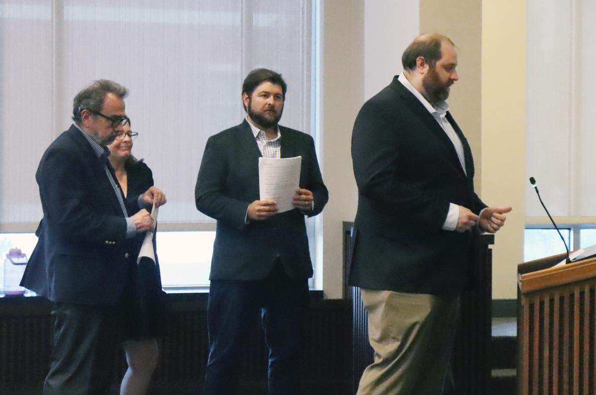 Members of the Greater Columbus Chamber of Commerce Unofficial Data Center Overlay Ordinance Review Committee speak to the Columbus Council on June 2, 2026.