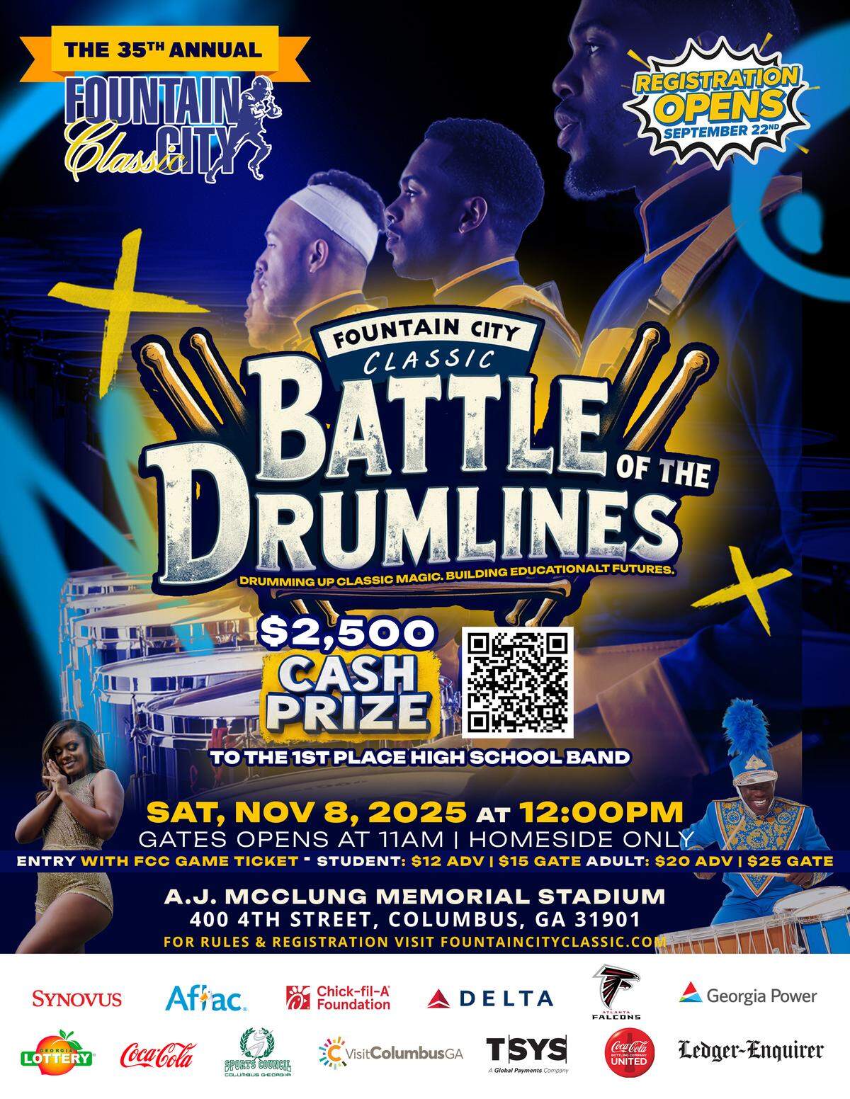 The Fountain City Classic will conduct its inaugural high school competition called Battle of the Drumlines this year.