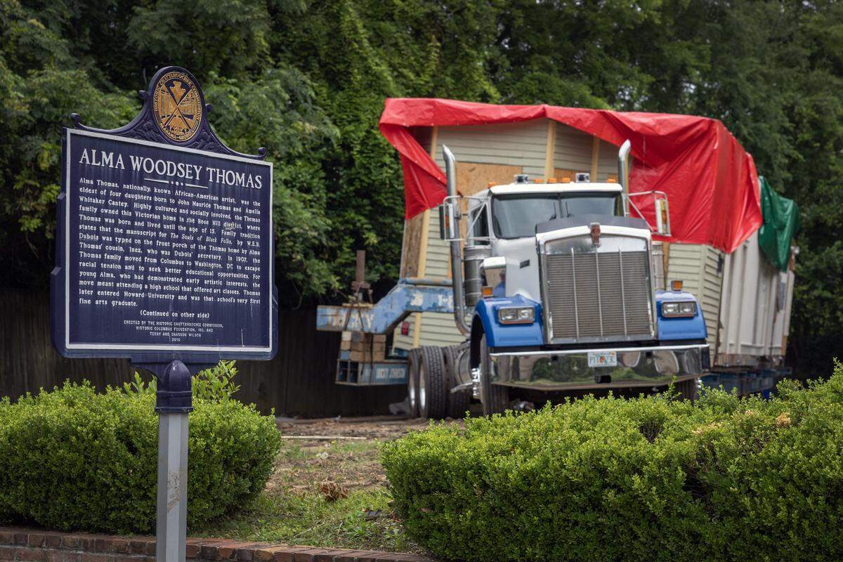 Historic Columbus moved the Alma Thomas House on May 12, 2026, from 411 21st St. in Rose Hill and placed it next to the Ma Rainey Home, 805 Fifth Ave., in the Liberty Heritage Historic District.