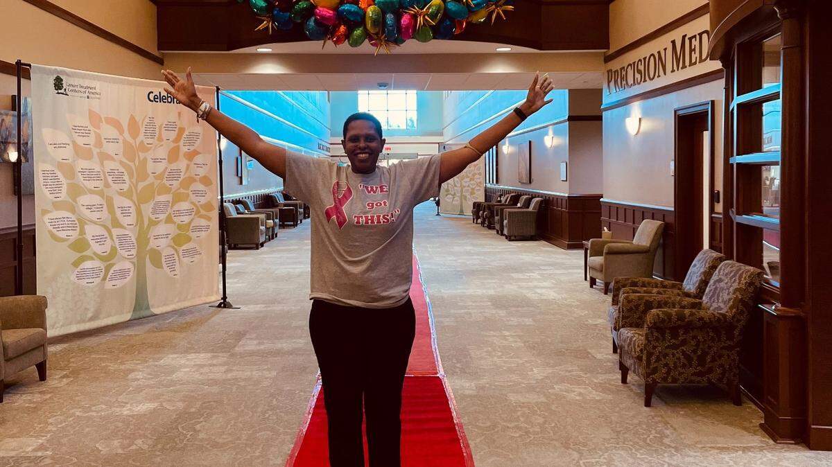Sheila Middleton celebrates being cancer free on the red carpet at Celebrate Life 2022 event hosted by the Cancer Treatment Centers of America, Atlanta.
