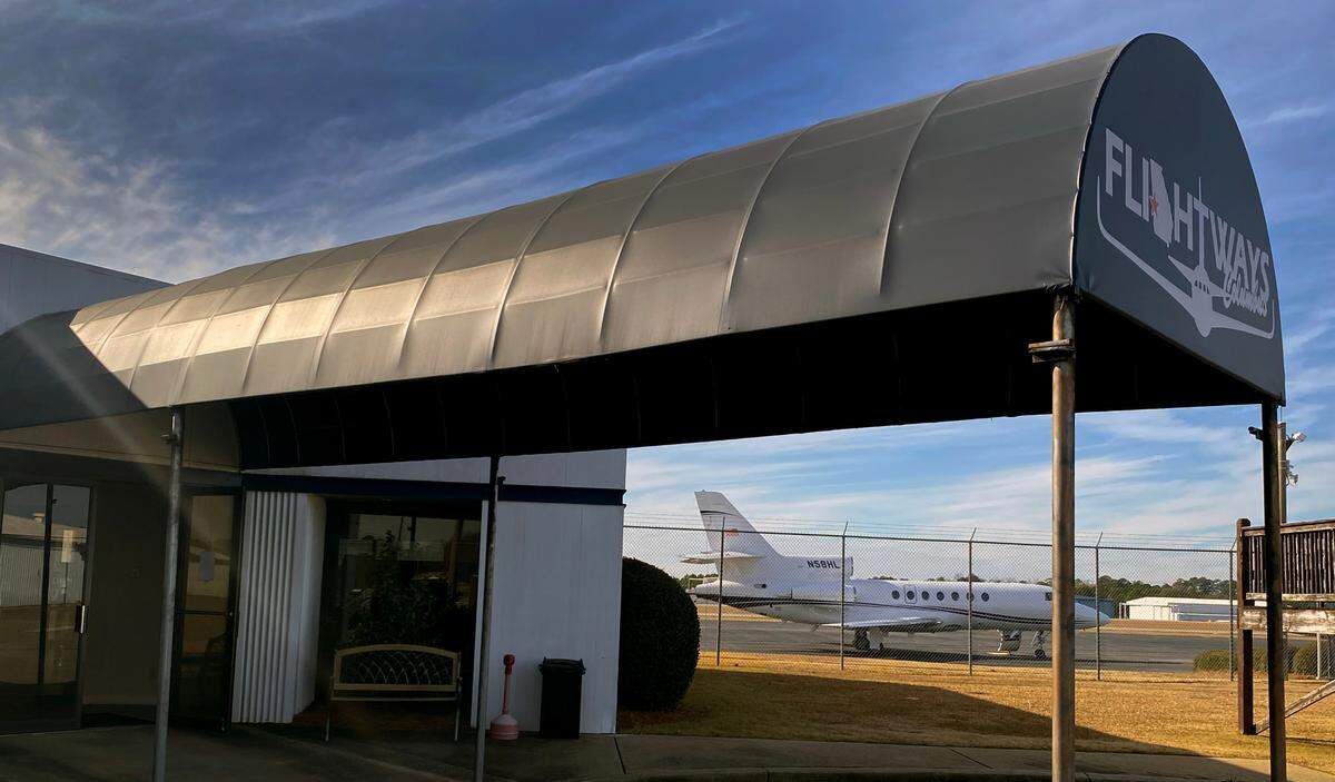 This is the view of the public entrance at the general aviation terminal of the Columbus Airport, pictured Jan. 15, 2025.
