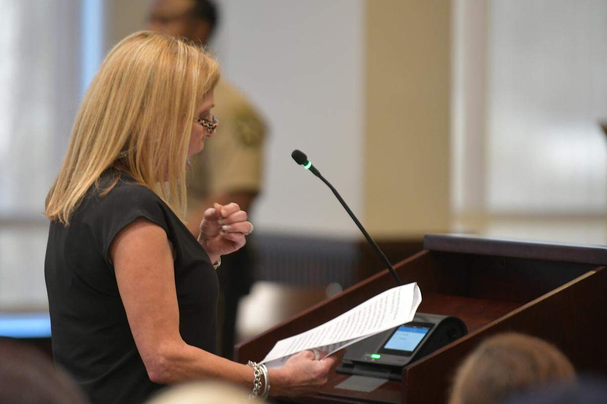 Kathryn Tanner speaks to the Columbus Council during the public agenda at the March 25, 2025, meeting.