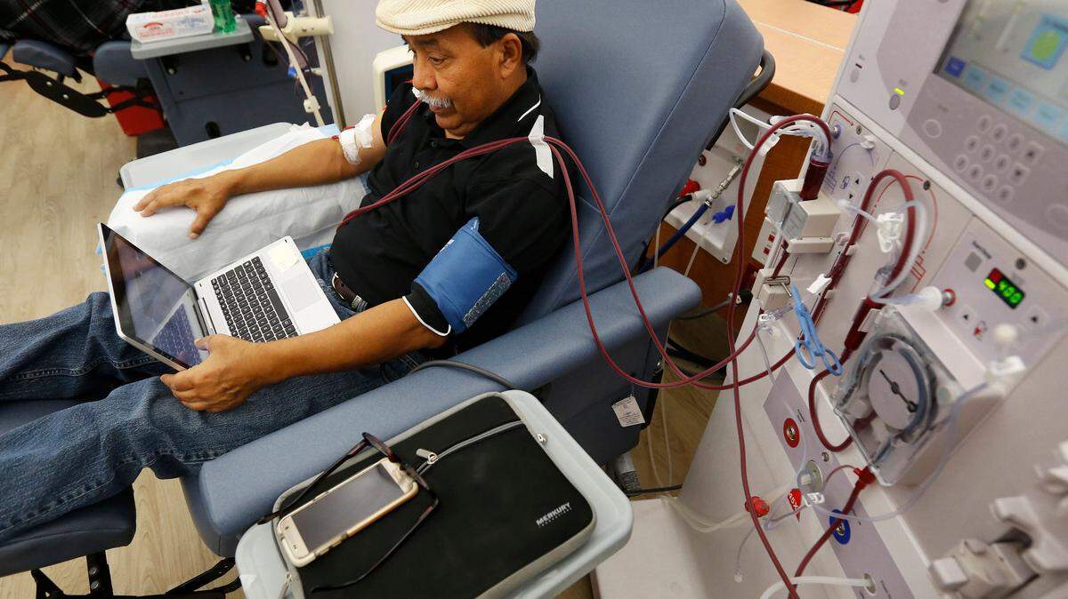A patient undergoes dialysis at a clinic in Sacramento, Calif., earlier this year.