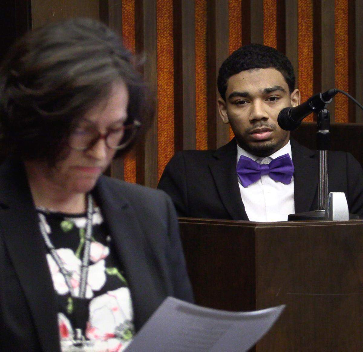 Prosecutor Robin Anthony questions defendant Zajaliq Riley Thursday morning during his trial in Columbus, Georgia. 08/10/2023
