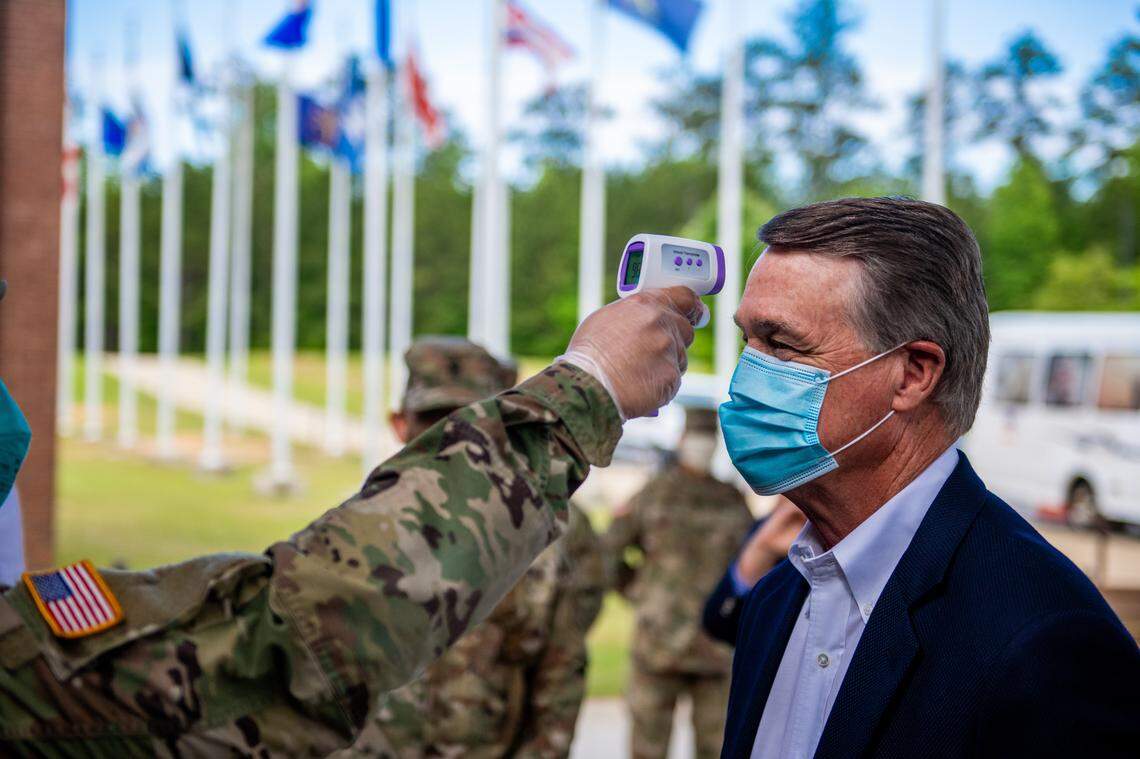 FORT BENNING, Ga. - Maj. Gen. Gary M. Brito, commanding general of the Maneuver Center of Excellence, hosts a visit from Secretary of the Army Ryan McCarthy, Sgt. Maj. of the Army Michael A. Grinston and their guests Georgia Sens. David Perdue and Kelly Loeffler. (U. S. Army photo by Patrick A. Albright, Maneuver Center of Excellence Photographer)