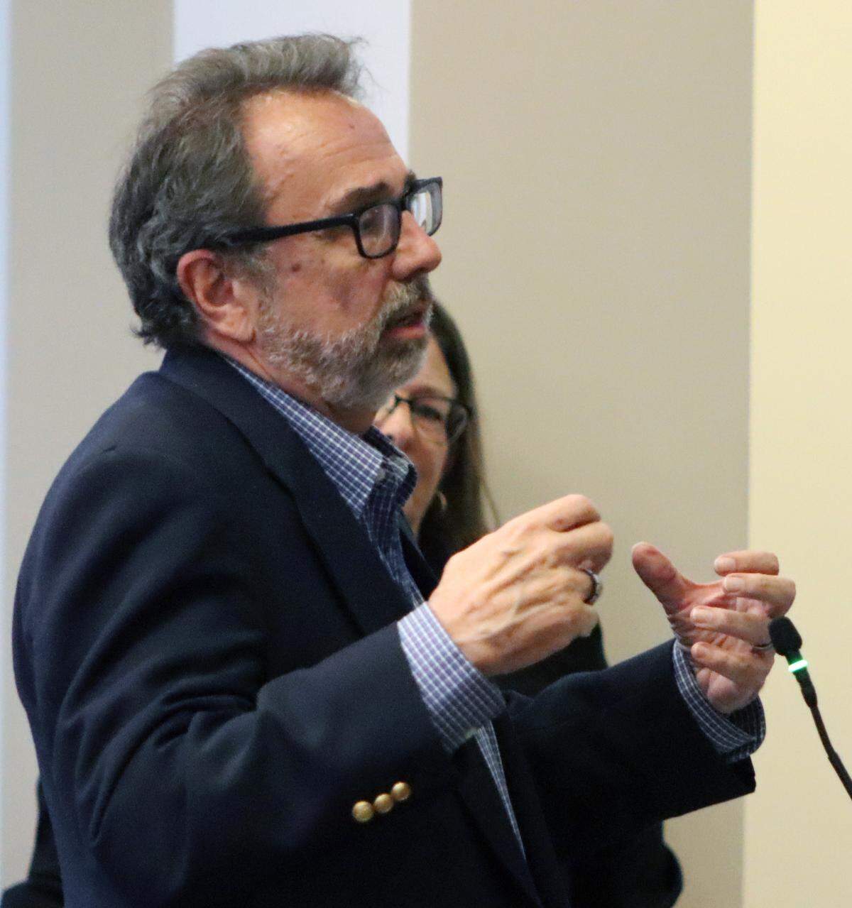 Steve Craft, retired public defender and member of the Greater Columbus Chamber of Commerce Unofficial Data Center Overlay Ordinance Review Committee, speaks about the committee’s findings and recommendations at the June 2, 2026, Columbus Council meeting.