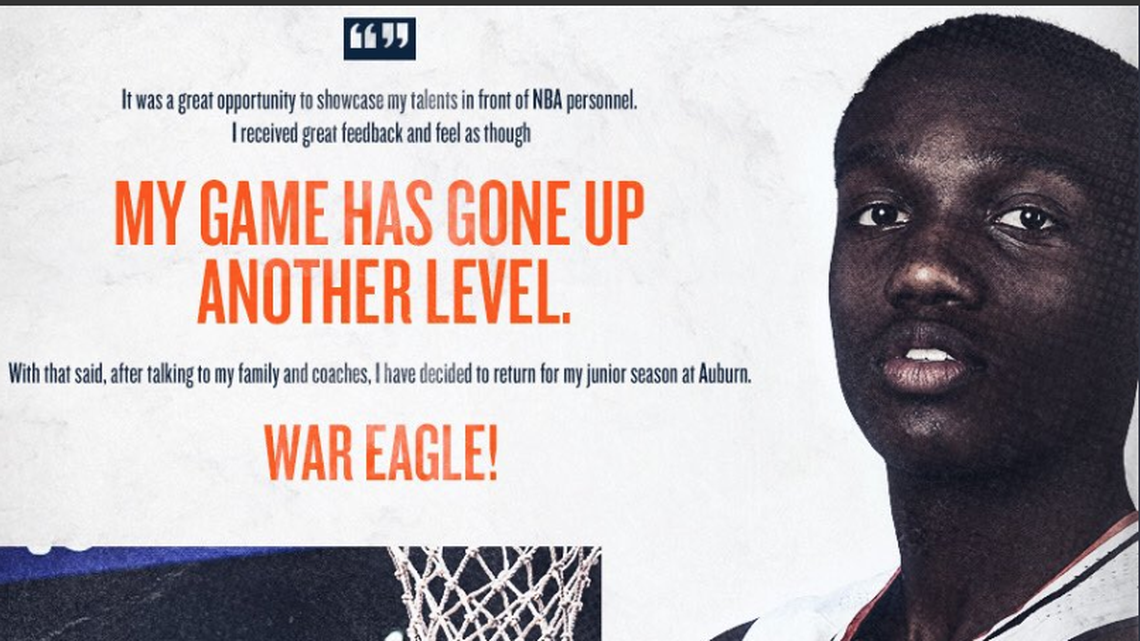 Another Auburn Tigers basketball player has announced his NBA Draft decision