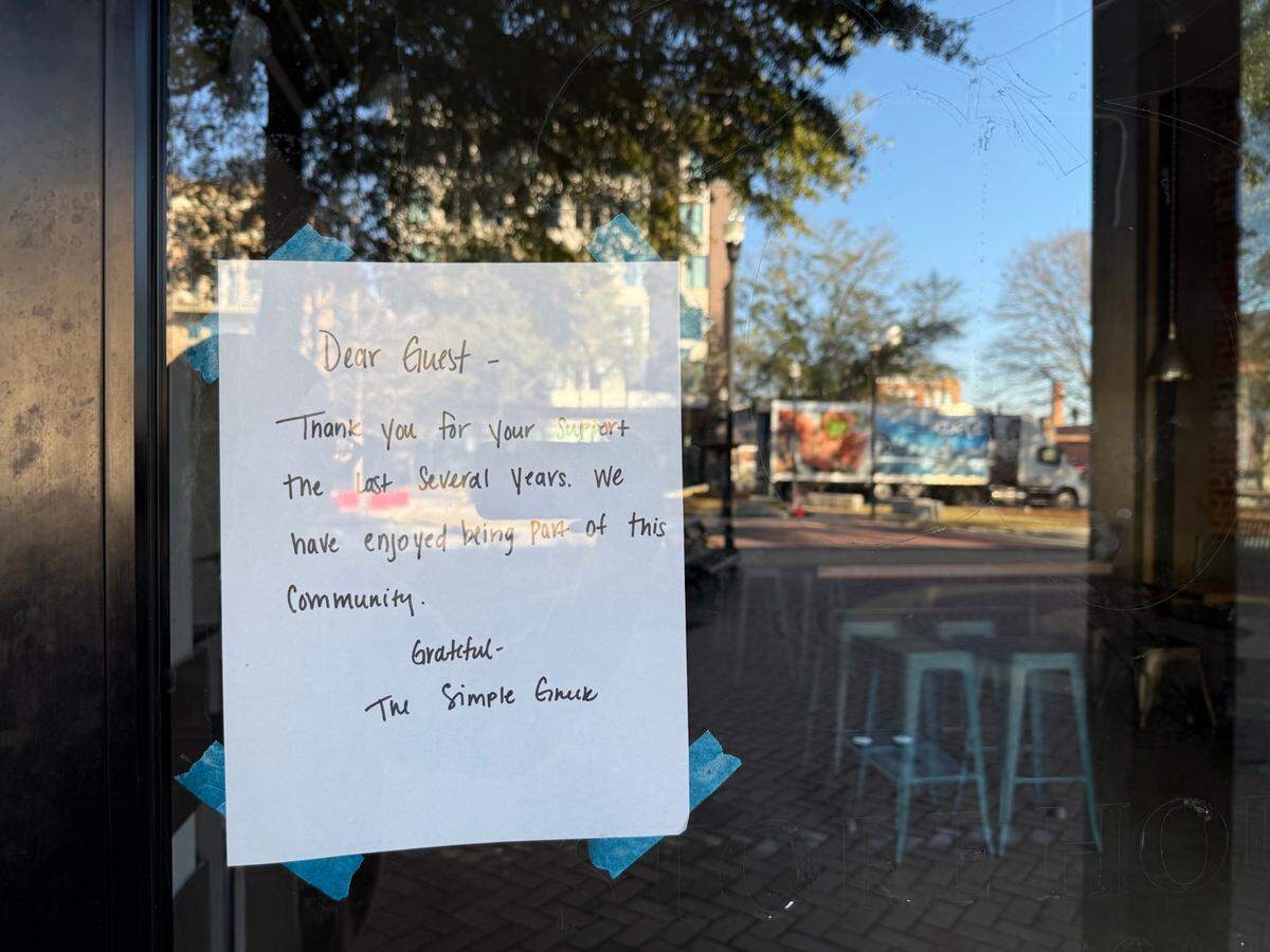 The Simple Greek, 1228 Broadway, has closed. A sign announcing their closing has been posted on their front door. “Thank you for your support the last several years,” the note reads. “We have enjoyed being part of this community.”