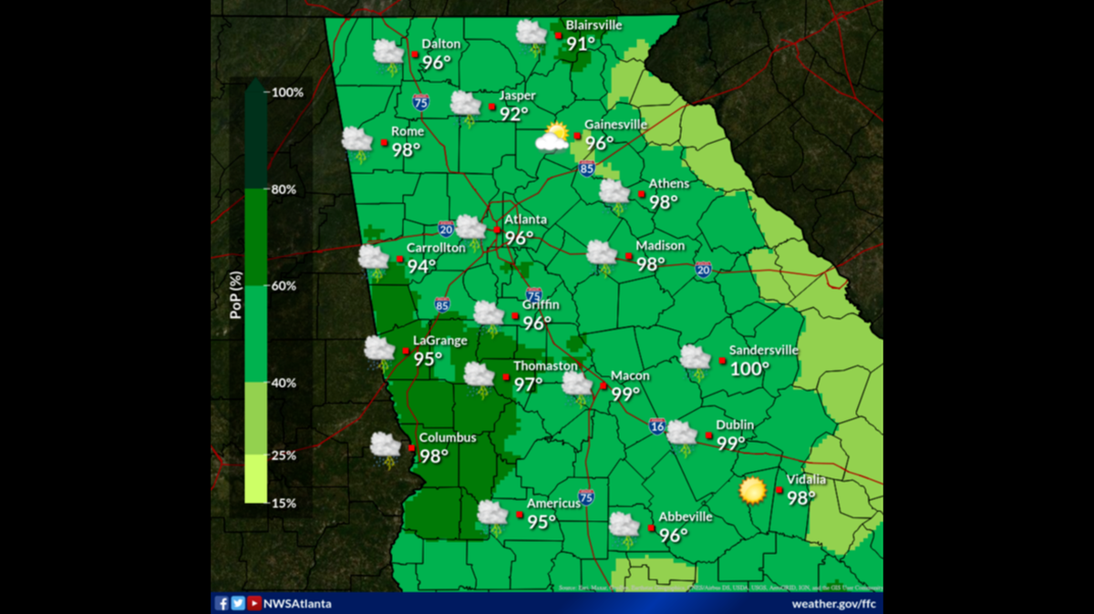 Columbus is expected to get lots of rain this week, the National Weather Service says.