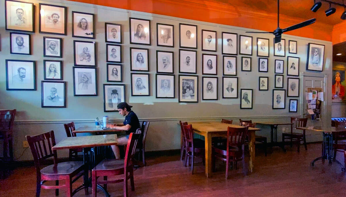 Fountain City Coffee, pictured June 25, 2026, at 1007 Broadway in Columbus, is the inspiration for Chalice, the coffee shop in Allen Levi’s novel “Theo of Golden.”