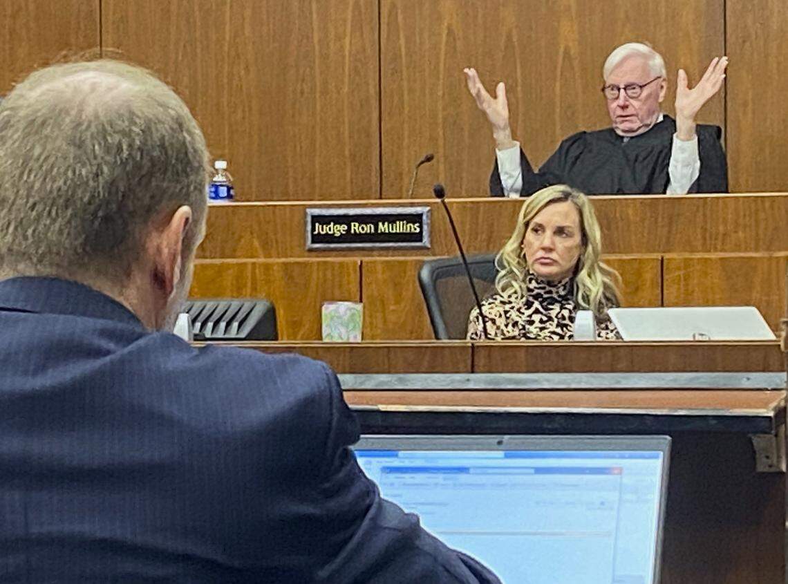 Senior Judge Richard Winegarden gestures during Columbus’ alleged “Insane Crips” murder trial involving the fatal 2021 shooting of Marcel Samedi.