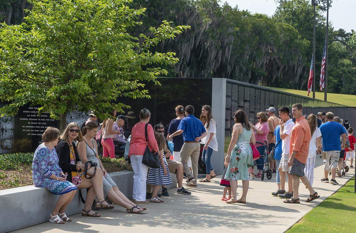 Visitors touring the Vietnam memorial on the grounds of the National Infantry Museum during the Memorial Day celebration at the Nation Infantry Museum, Columbus Georgia, May 27, 2019