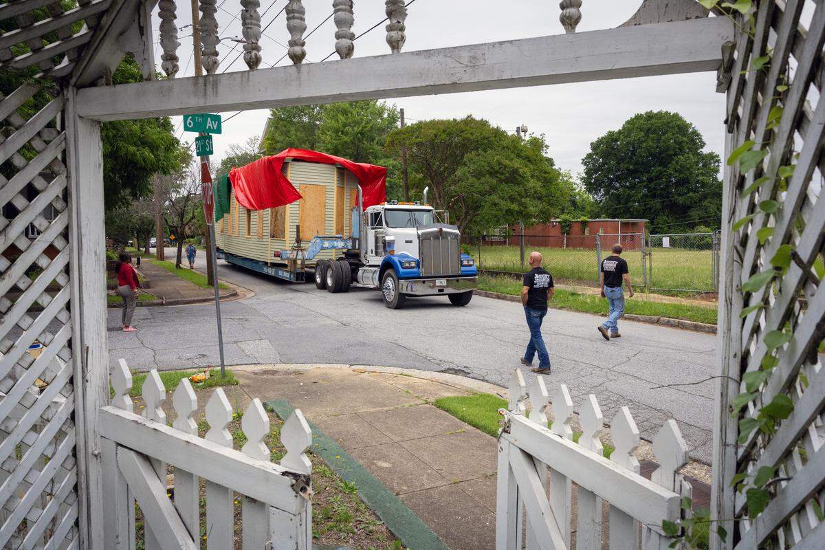 Historic Columbus moved the Alma Thomas House on May 12, 2026, from 411 21st St. in Rose Hill and placed it next to the Ma Rainey Home, 805 Fifth Ave., in the Liberty Heritage Historic District.