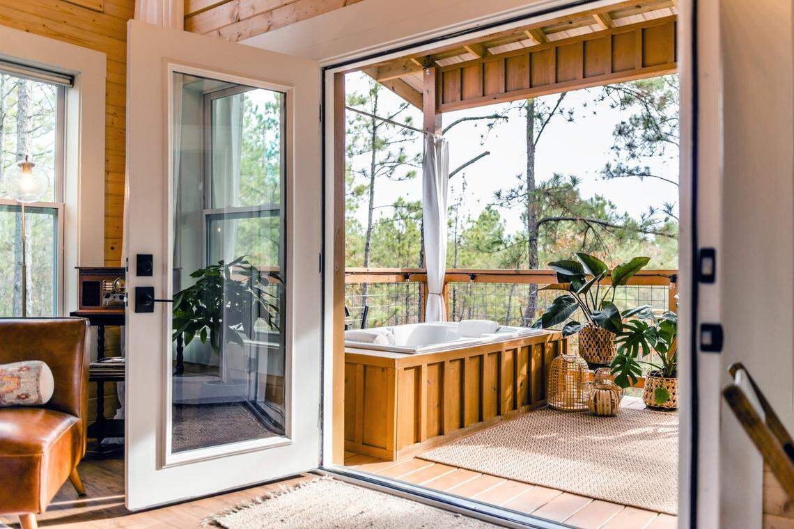 The “Bide in the Trees — Luxury Treehouse Experience” in the Talbot County community of Box Springs went live on Airbnb a few days before Christmas. It’s considered the only luxury treehouse available for rent not just in the Columbus area but anywhere in Georgia that’s south of the Atlanta metro area.