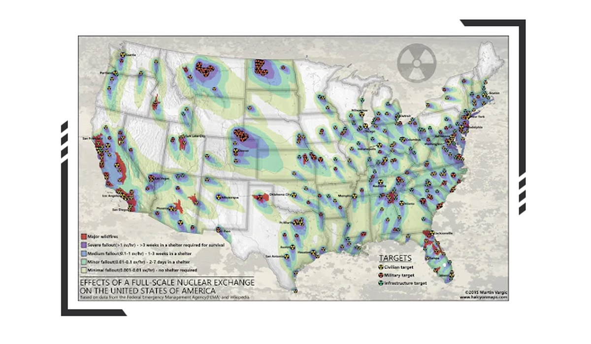 Effects of a full-scale nuclear exchange on the US.