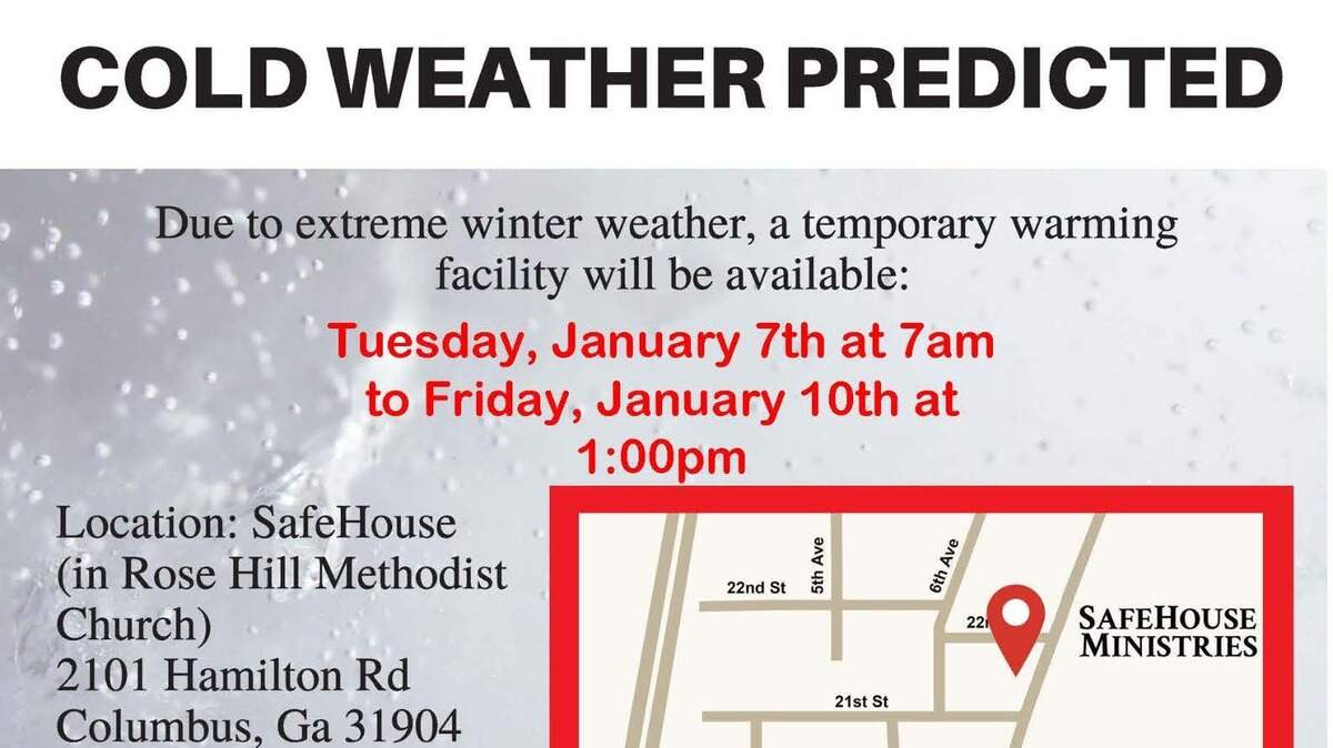 SafeHouse Ministries, located at 2101 Hamilton Road, will be open from 7 a.m. Tuesday until 1 p.m. Friday as a warming station, according to a flyer provided by the group.