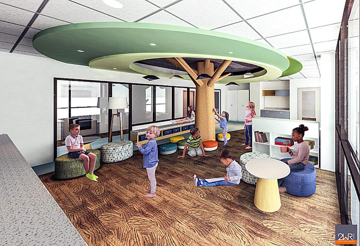 Piedmont Columbus Regional announced plans to create a freestanding Children’s Hospital in Columbus that is expected to open in 2024. The former Doctors Hospital on the Piedmont Columbus Regional Midtown campus at 19th street will be transformed into the Bill and Olivia Amos Children’s Hospital. This is an artist rendering of a playroom.