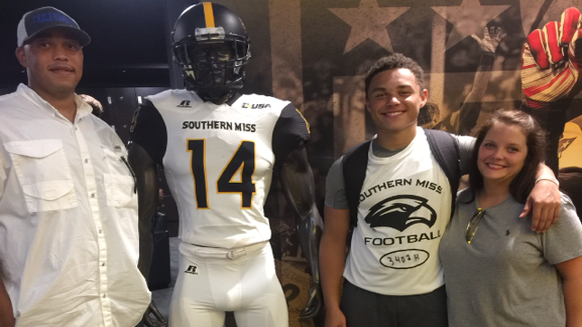 Troi Harvey and Jennifer Harvey joined son TJ Harvey on his visit to Southern Mississippi.