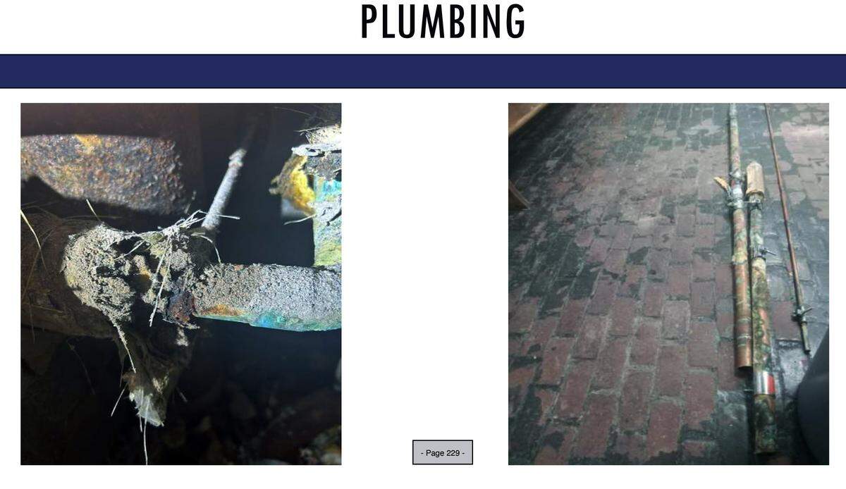 These photos illustrate plumbing issues at the Muscogee County Jail in Columbus, Georgia.