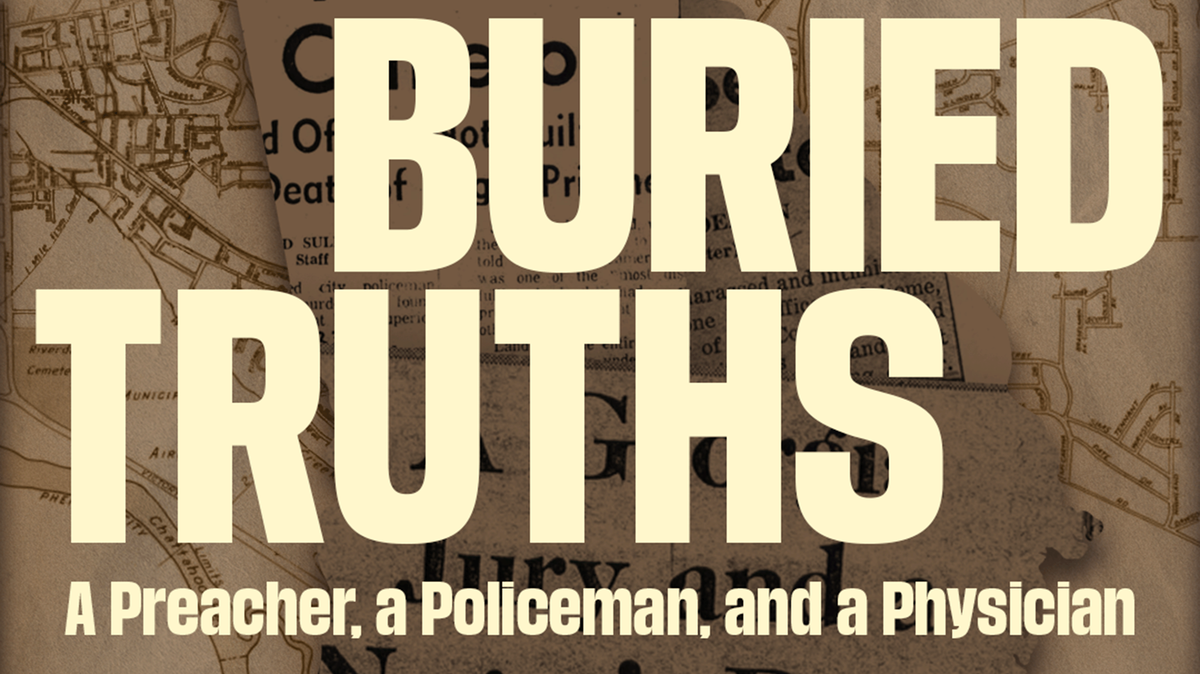 This is the logo for the newest season of the “Buried Truths” podcast by WABE, which focuses on the 1957 death of Clarence Pickett in Columbus.