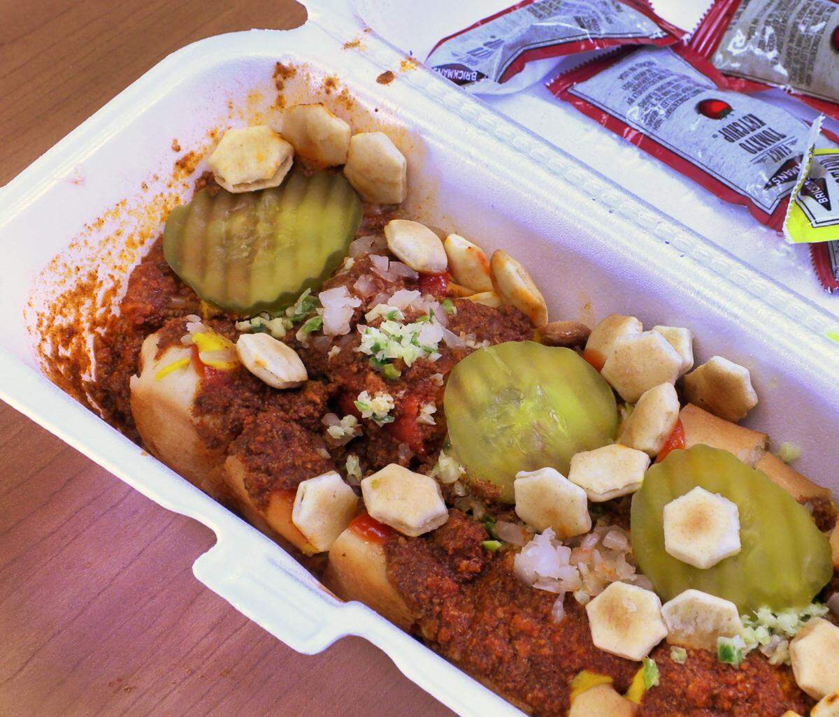 Ledger-Enquirer reporter Kelby Hutchison did a blind taste test of Scrambled Dogs from six Columbus restaurants to determine which he likes the best. This Scrambled Dog from Southern Roots Country Store is the winner.