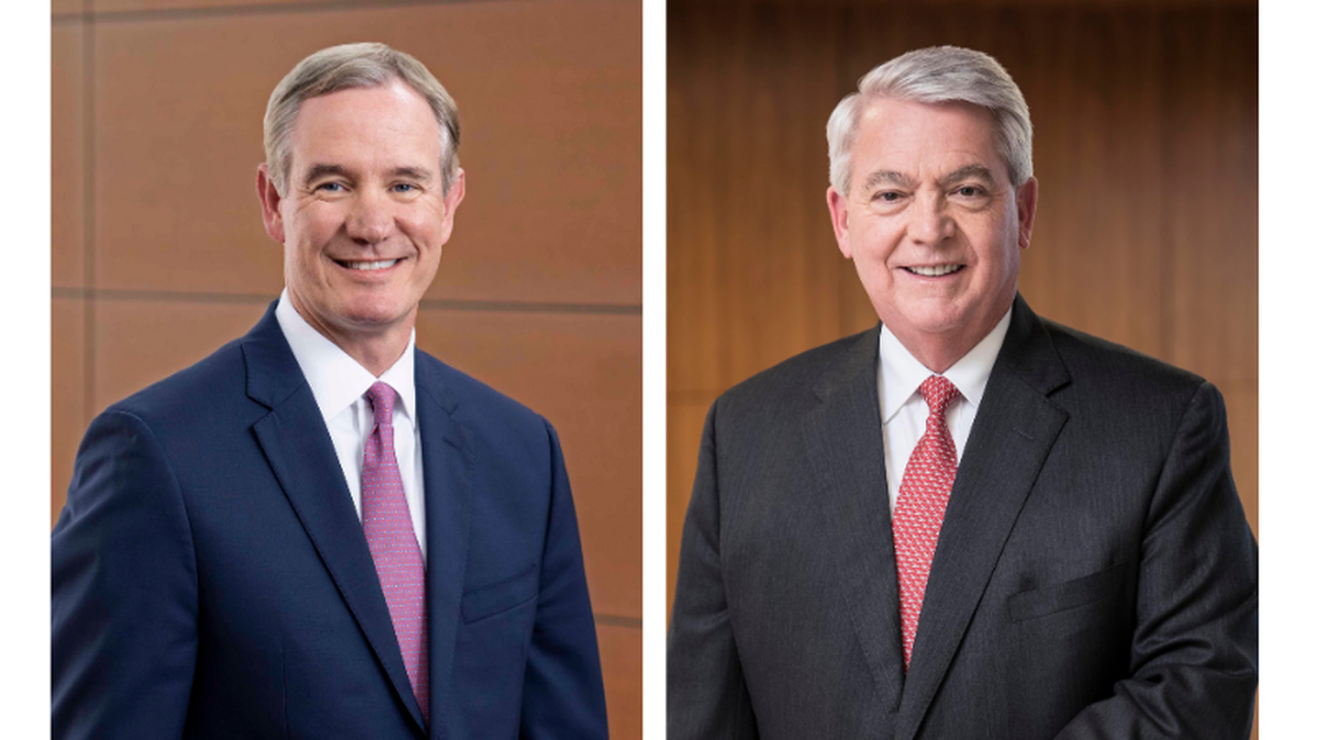 Columbus-based Synovus is getting a new CEO. Chairman and CEO Kessel Stelling (right) will be succeeded by president and COO Kevin Blair (left) on or about April 21.